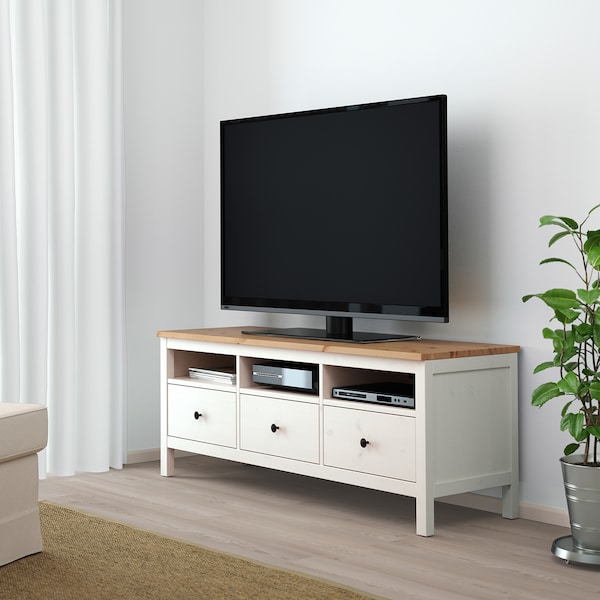 HEMNES TV-Bank, weiß gebeizt/hellbraun, Verkauf