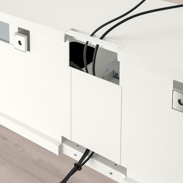 BESTÅ TV-Bank mit Türen, weiß/Hammarsmed beige, Fabrik Onlineshop