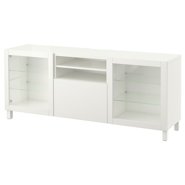 BESTÅ TV-Bank mit Schubladen, Lappviken/Sindvik Klarglas weiß, Sonderangebot