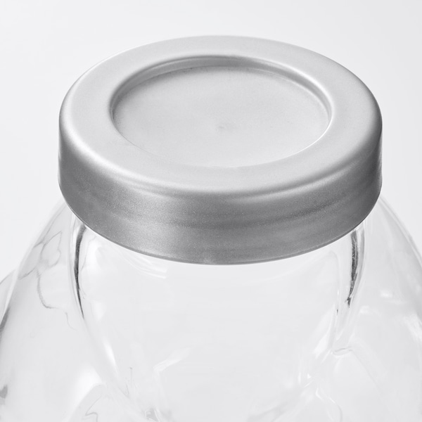 FÖRVAR Dose mit Deckel, Glas/aluminiumfarben, Bis zu 55% Rabatt