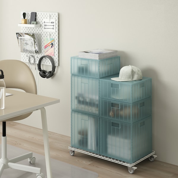 PANSARTAX Box mit Deckel, transparent graublau, Kostenloser Versand