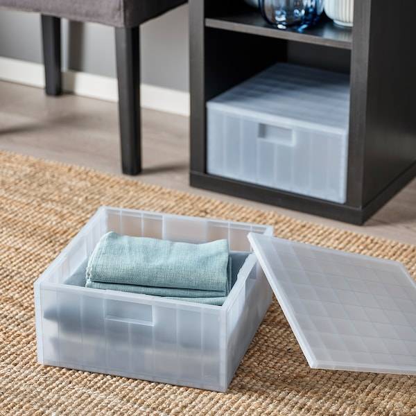 PANSARTAX Box mit Deckel, transparent graublau, Kostenloser Versand