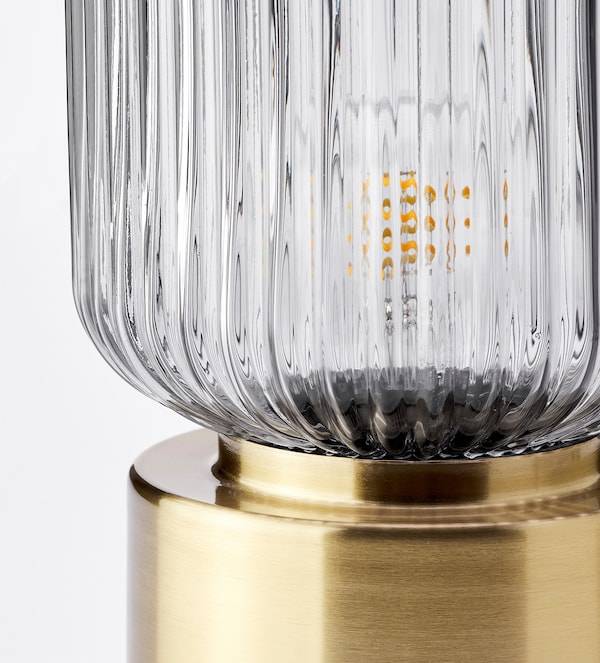 SOLKLINT Tischleuchte, Messing/Klarglas grau, Tiefpreis
