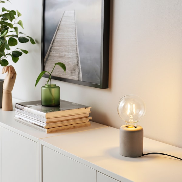 RÅSEGEL / LUNNOM Tischleuchte + LED-Leuchtmittel, rund klar JETZT KAUFEN