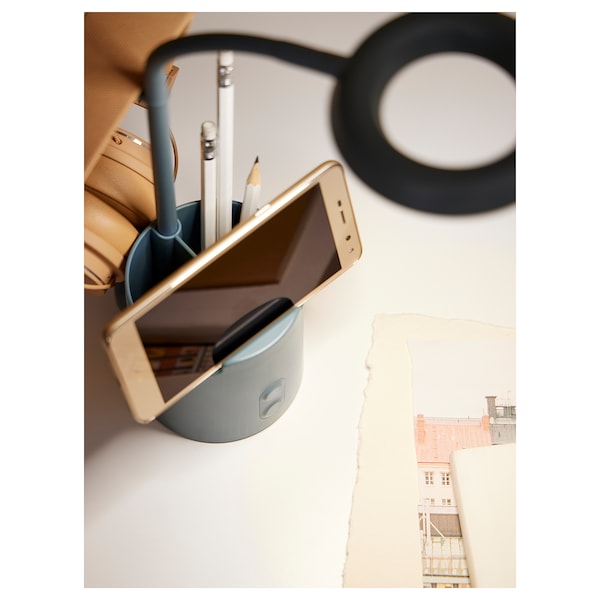 BRUNBÅGE Arbeitsleuchte, LED, mit Stauraum dimmbar/türkis Zeitlich begrenztes Angebot