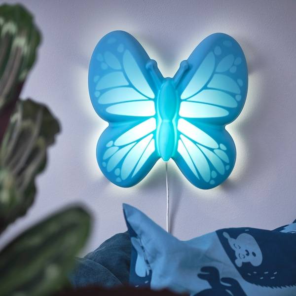 UPPLYST Wandleuchte, LED, Schmetterling hellblau Outlet