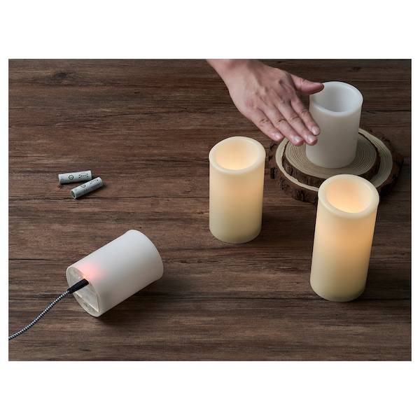 ÄDELLÖVTRÄD Blockkerze, LED, weiß/innen, Zeitlich begrenztes Angebot