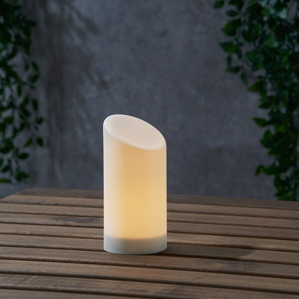 ÄDELLÖVSKOG Blockkerze, LED, weiß/drinnen/draußen, Blitzangebot