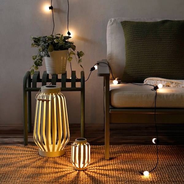 SOLVINDEN Solartischleuchte, LED, beige/Streifen, Kostenlose Rückgabe