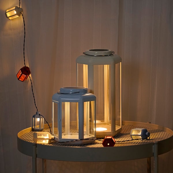 SOLVINDEN Solartischleuchte, LED, Laterne/hellblau, Letzte 3 Tage