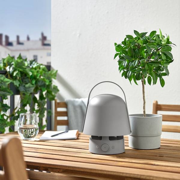 VAPPEBY Leuchte m Bluetooth-Lautsprecher, für draußen/grau Bis zu 50% Rabatt