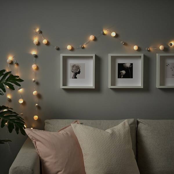 AKTERPORT Lichterkette (40), LED, batteriebetrieben mini/Pompon weiß/grau Sonderangebot der Fabrik