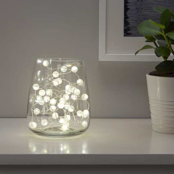 SNÖYRA Lichterkette (40), LED, innen/batteriebetrieben silberfarben Nur noch ein Tag übrig