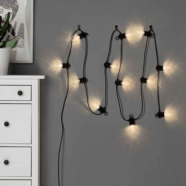 SVARTRÅ Lichterkette (12), LED, schwarz/für draußen Super Rabatt