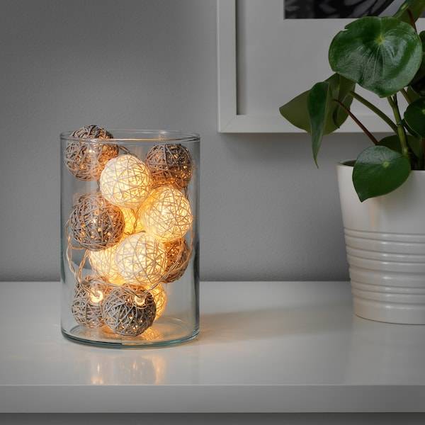 LIVSÅR Lichterkette (12), LED, innen/batteriebetrieben grau/weiß 50% Rabatt mit kostenlosem Versand