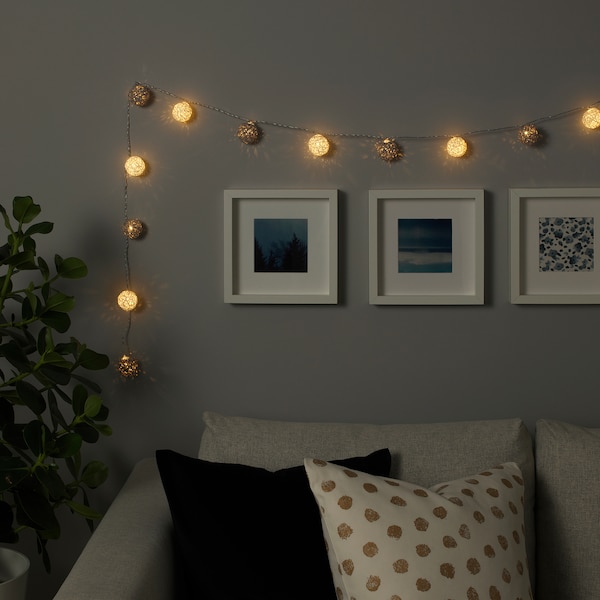 LIVSÅR Lichterkette (12), LED, innen/batteriebetrieben grau/weiß 50% Rabatt mit kostenlosem Versand