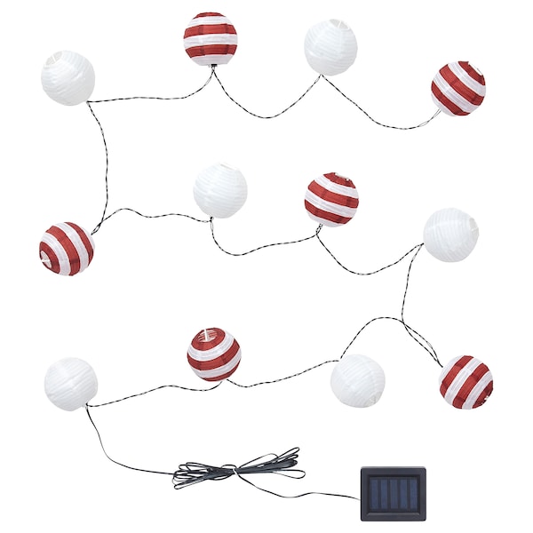SOLVINDEN Lichterkette (12), LED, solarbetrieben für draußen/rot Streifen 50% Rabatt für begrenzte Zeit