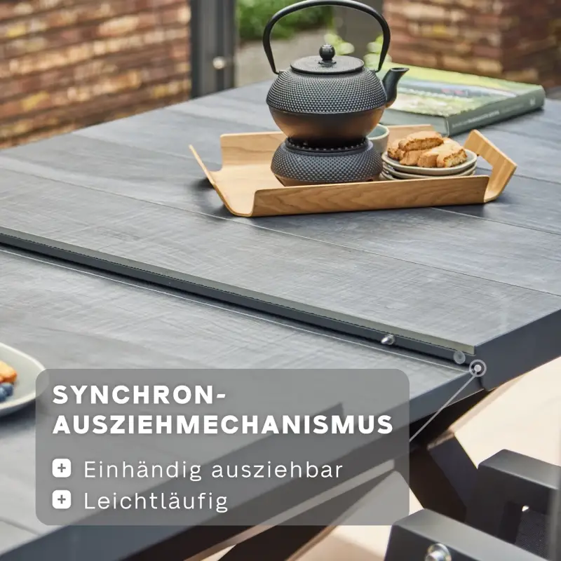 Siena Garden Sincro Ausziehtisch HPL titan Fabrikpreis