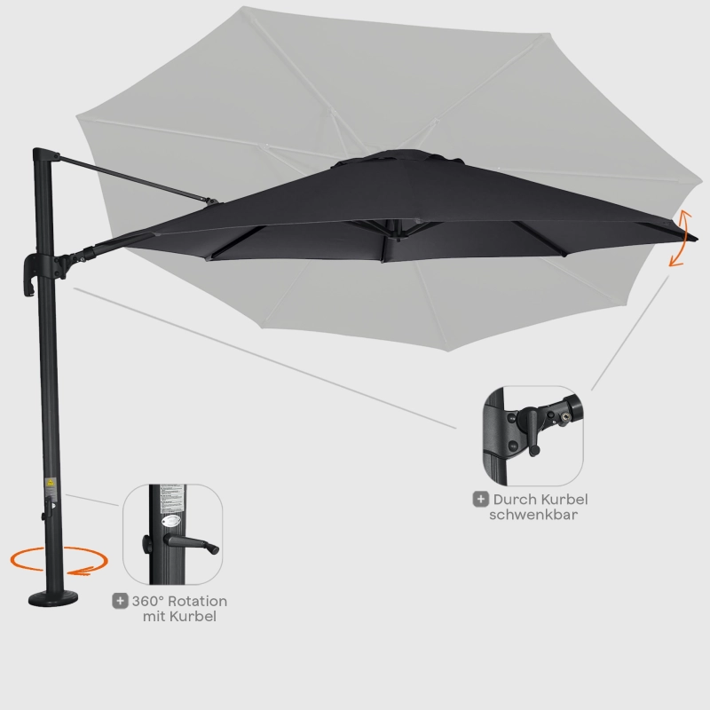 Siena Garden Alphawing N+ Ampelschirm Ø 350 cm rund Jubiläumsangebot