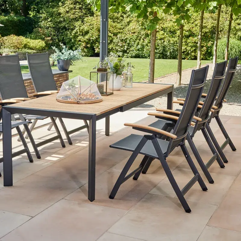 Siena Garden Savina XL Klappsessel RANOTEX® schwarz-silber Große Rabatte