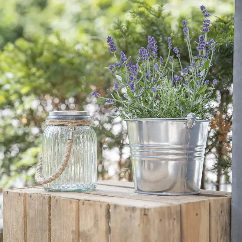 Siena Garden Solar- Windlicht, Glas mit Seilgriff, Kostenloser Versand