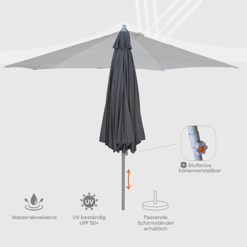 Siena Garden Alu-Push Pro Mittelstockschirm Ø 300 cm rund 50% Rabatt für begrenzte Zeit