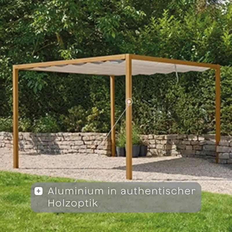 Siena Garden Schattenmanufaktur® Basis Libera Holzoptik 3x3 m Große Rabatte