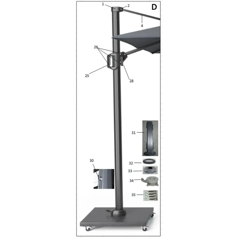 Siena Garden Abdeckung Mast zu Cirrus, Ikarus N+ und Sunset N+ Ampelschirm Super Rabatt