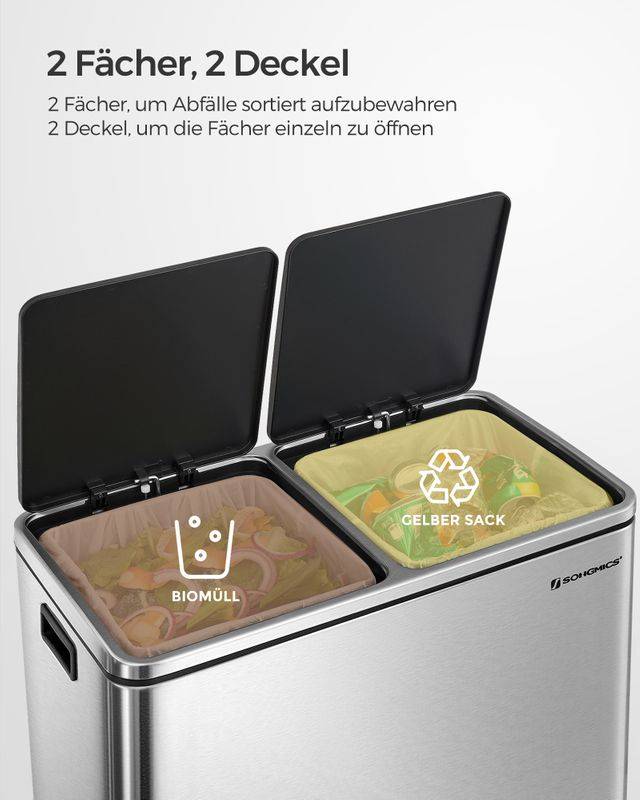 Songmics SONGMICS Mülleimer mit 2 getrennten Fächern Tägliche Deals