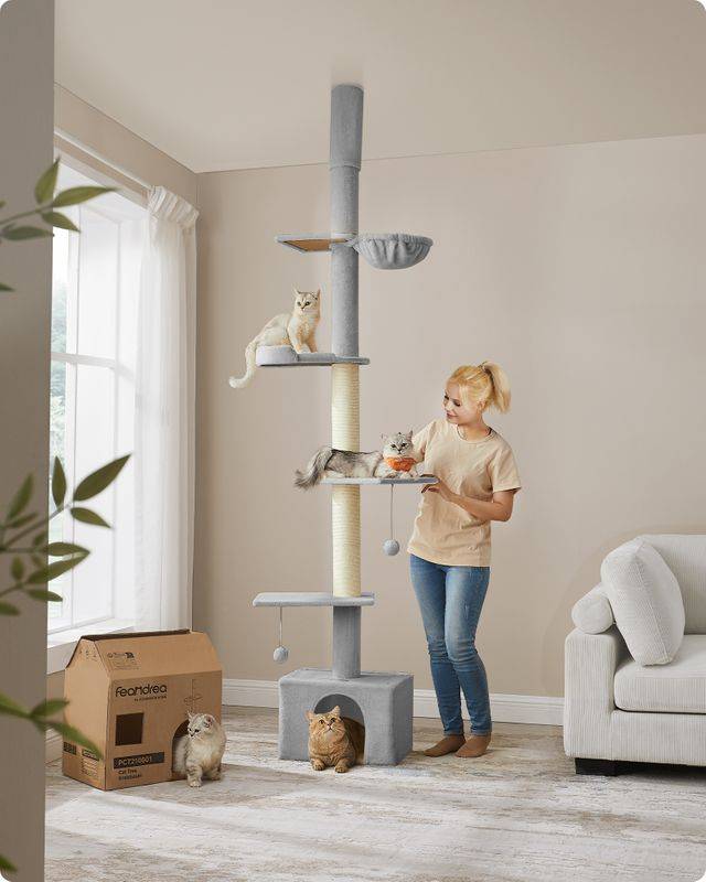 Songmics Feandrea Kratzbaum deckenhoch 231-291 cm höhenverstellbar Kostenlose Rückgabe