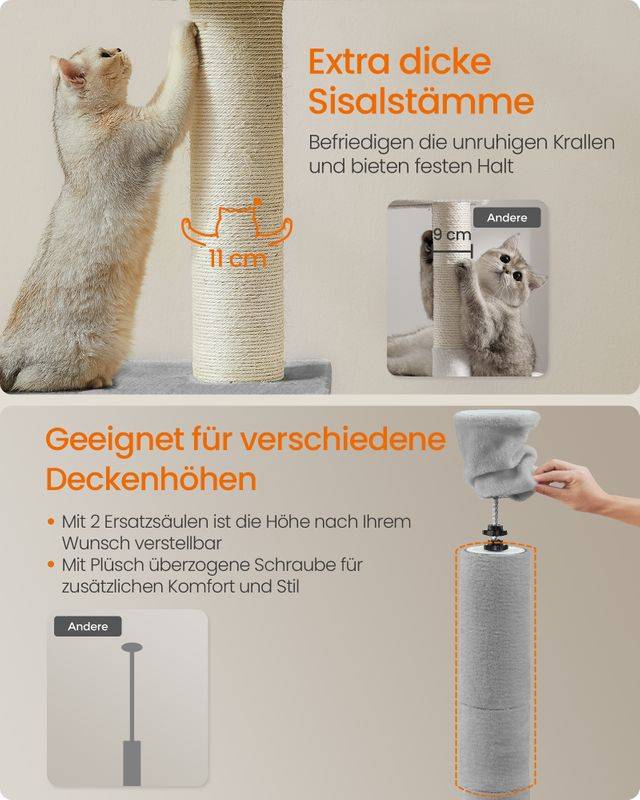 Songmics Feandrea Kratzbaum deckenhoch 231-291 cm höhenverstellbar Kostenlose Rückgabe