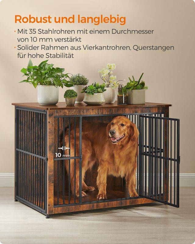 Songmics Feandrea Hundekäfig mit 2 Türen modern und greige meliert Letzte 3 Tage