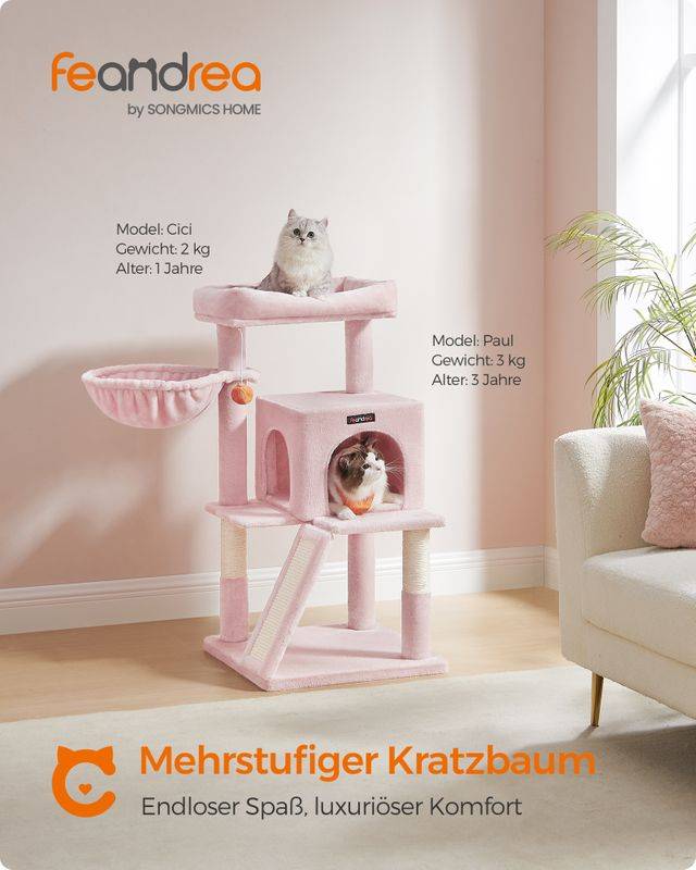 Songmics Feandrea Kratzbaum mit großer Plattform pastellrosa Neueste Stile