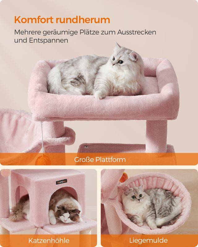 Songmics Feandrea Kratzbaum mit großer Plattform pastellrosa Neueste Stile