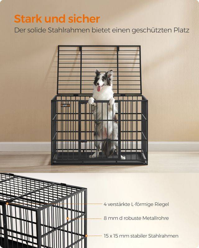 Songmics Feandrea Hundekäfig 107 x 70 x 75 cm mit herausnehmbarer Bodenschale Letzter Tag
