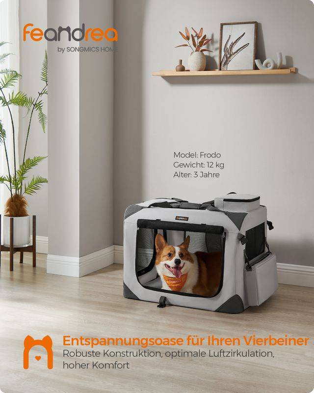 Songmics Feandrea Hundebox L aus Oxford-Gewebe mit Griffen rauchgrau Zeitbegrenzte Promotion