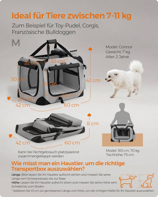 Songmics Feandrea Hundebox M aus Oxford-Gewebe mit Griffen rauchgrau Bis zu 50% Rabatt