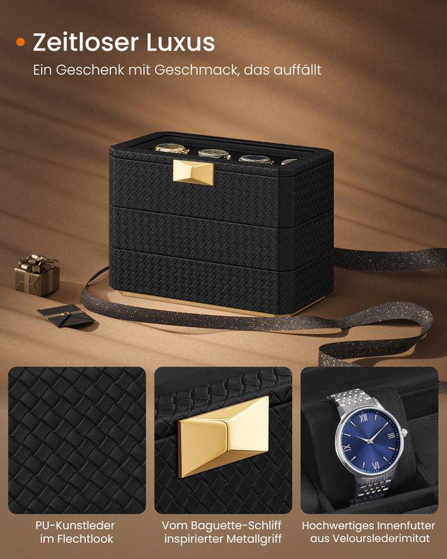 Songmics SONGMICSHOME RONNE Kollektion - Uhrenbox 3 Ebenen Discount Store für neue Produkte