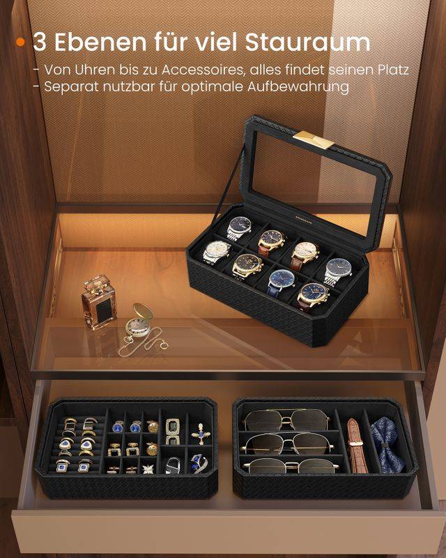 Songmics SONGMICSHOME RONNE Kollektion - Uhrenbox 3 Ebenen Discount Store für neue Produkte