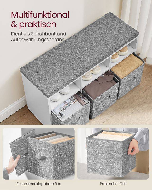 Songmics VASAGLE Schuhbank mit 6 Fächern und 3 Ablagen Kostenloser Versand international