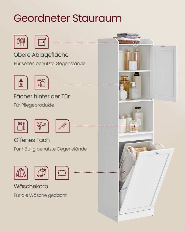 Songmics VASAGLE Badezimmerschrank mit Wäschekorb Begrenzt auf 3 Tage