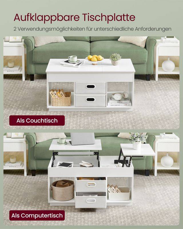Songmics VASAGLE Couchtisch mit 2 Schubladen und Fächern Black Friday Preise