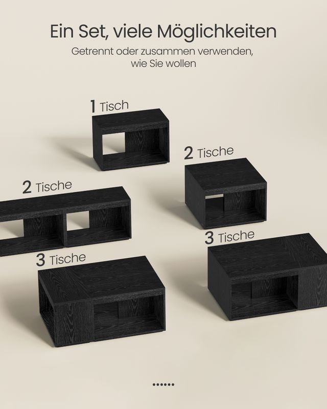 Songmics VASAGLE Couchtisch 3er Set mit Stauraum Outlet