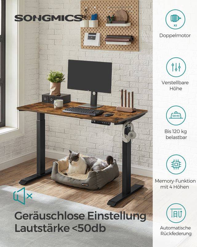 Songmics SONGMICS Höhenverstellbarer Schreibtisch mit Auffahrschutz Kauf eins, bekomm eins gratis