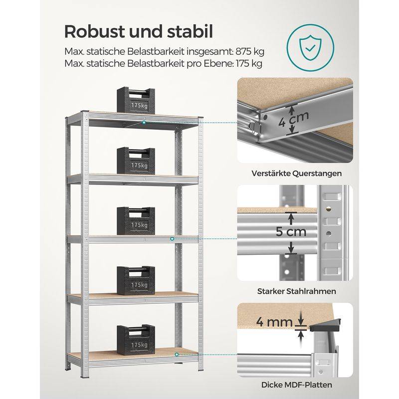 Songmics SONGMICS Lagerregal mit 5 verstellbaren Ablagen Tiefpreis