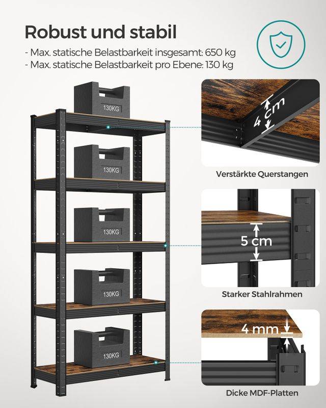 Songmics SONGMICS Schwerlastregal mit 5 verstellbaren Ablagen Neueste Stile