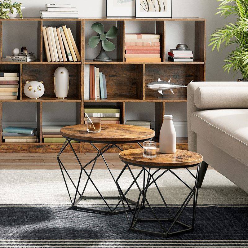 Songmics VASAGLE Couchtisch rund mit abnehmbarer Platte 2er Set Zeitbegrenzte Promotion