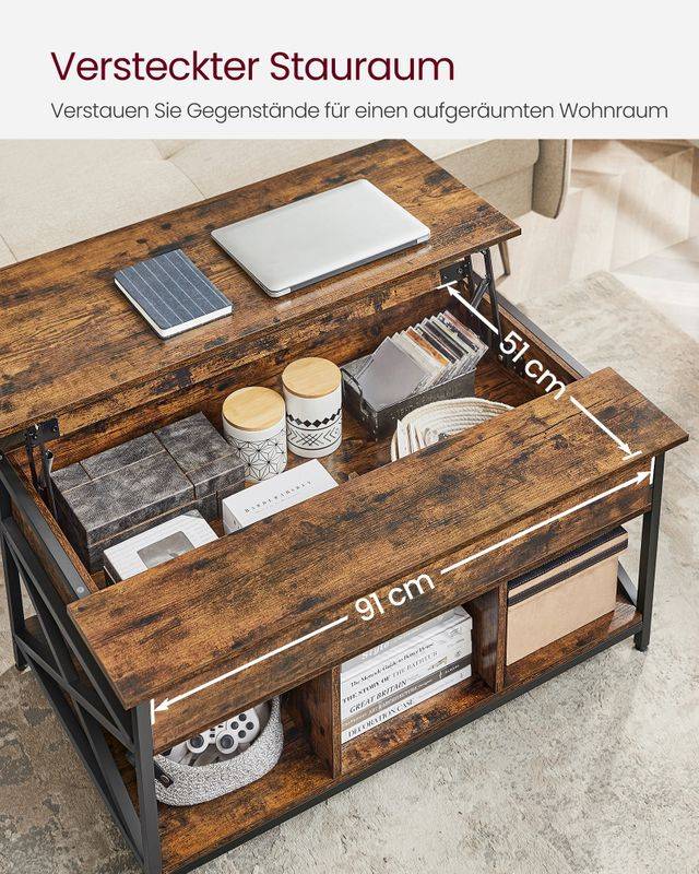 Songmics VASAGLE Couchtisch höhenverstellbar mit Stauraum unter der Tischplatte Bis zu 50% Rabatt