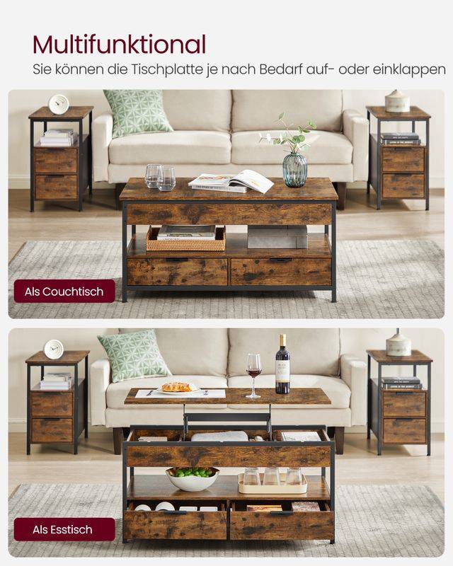 Songmics VASAGLE Couchtisch höhenverstellbar mit Schubladen Bis zu 65% Rabatt