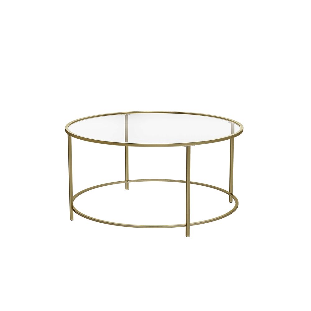 Songmics VASAGLE Runder Couchtisch mit Glasoberfläche